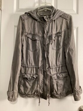 Max Jeans Lightweight Hooded Parka Jacket - Gray